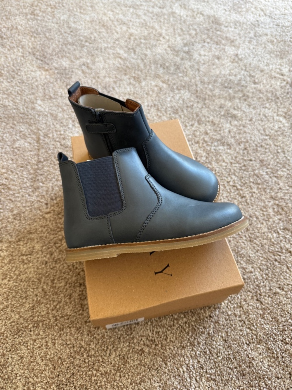 Jamie Kay Navy Leather Ankle Boots Size 29/11.5